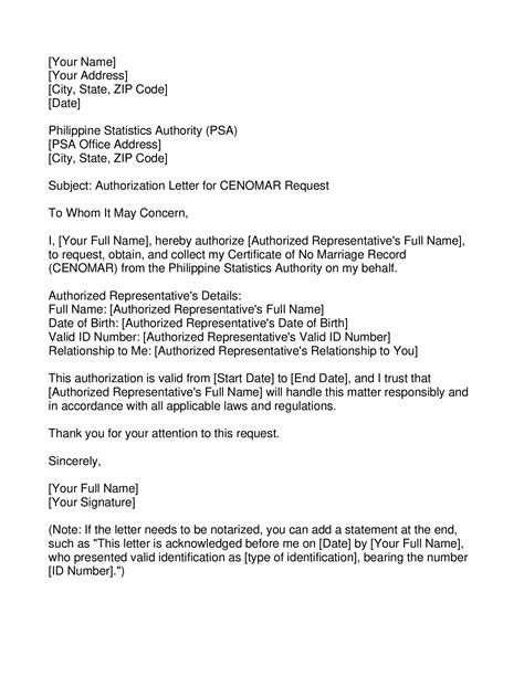 cenomar sample authorization letter to get cenomar|example of authorization letter for cenomar .